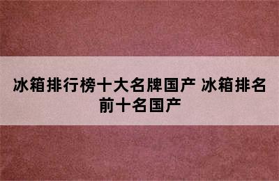 冰箱排行榜十大名牌国产 冰箱排名前十名国产